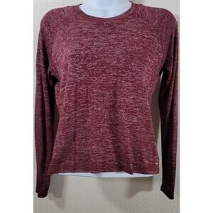 Hollister Burgundy White Marled Easy Tee Top XS Lightweight Soft Stretchy